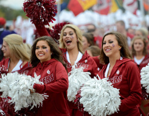 OU Cheer at the Homecoming Parade.